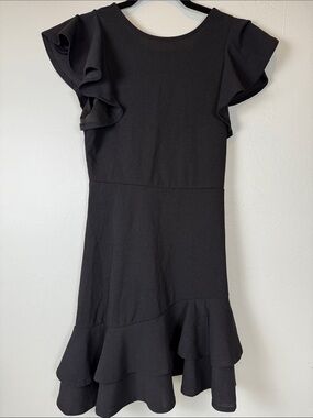 🍸Floerns Black LBD Flounce Layered Ruffle Hem Flirty Mini Dress Size XS NWT